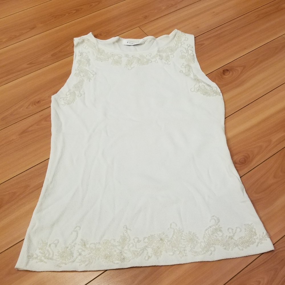 Cream top with beading embellishments